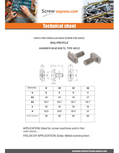 1 x Machine Screw Rectangular Head 14X33.7X10.5...