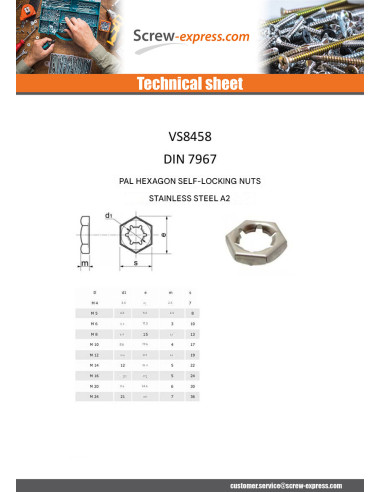 1 x Pal Self Locking Counter Nuts Stainless...