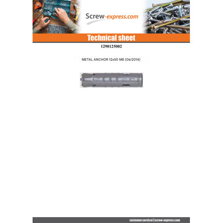 1 x Plug METAL FM-MP3 12X50 M8 Zinc Plated