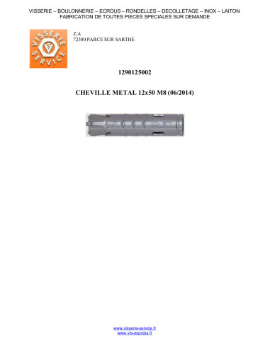 1 x Plug METAL FM-MP3 12X50 M8 Zinc Plated