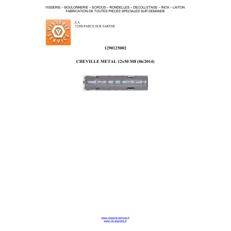 1 x Plug METAL FM-MP3 12X50 M8 Zinc Plated