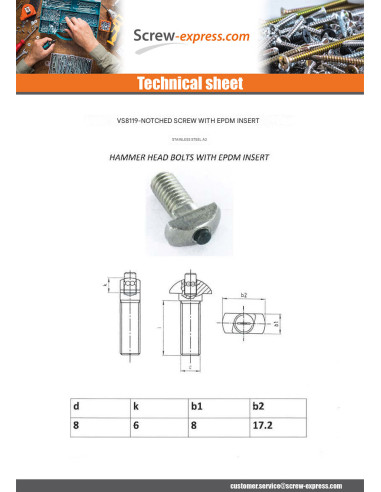1 x Machine Screw Hammer Head 17.2X8X6 EDPM...