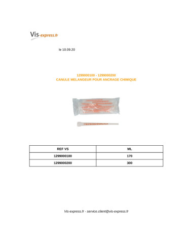 1 x Mixing cannula for chemical anchoring 170ML