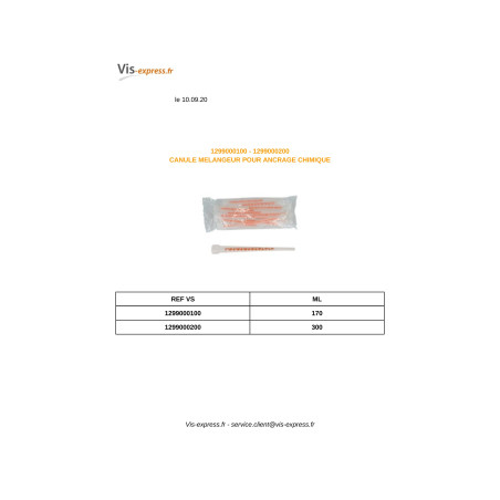1 x Mixing cannula for chemical anchoring 300ML