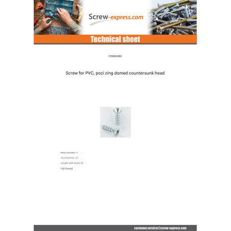 1 x Screw For Plastic Pan Countersunk Head Pozi 3X10 Zinc Plated micro screw