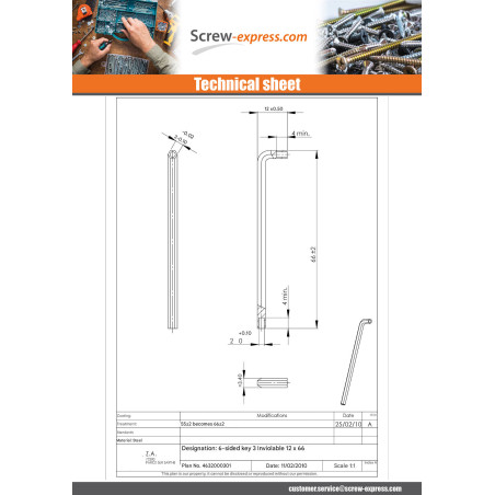 1 x Key Hexagonal Security Hexagon Socket 3 Screw 5