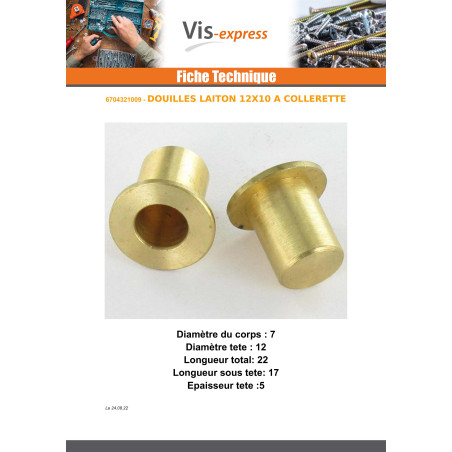 1 x SOCKETS Brass 12X10 For Collar