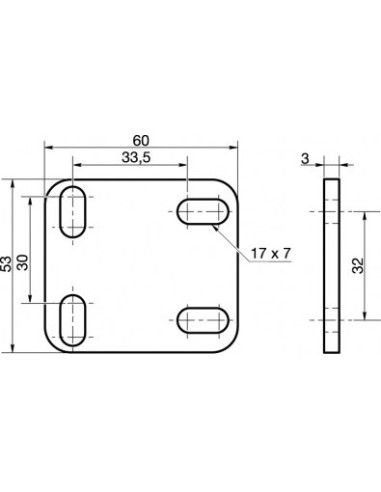 1 x Mounting plate ASSEMBLY 53X60 Zinc Plated