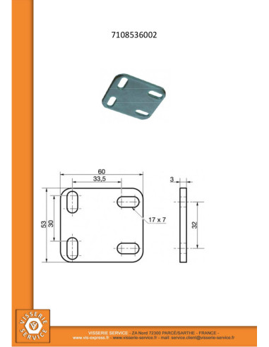 1 x PLATINUM ASSEMBLY Zinc Plated 53X60