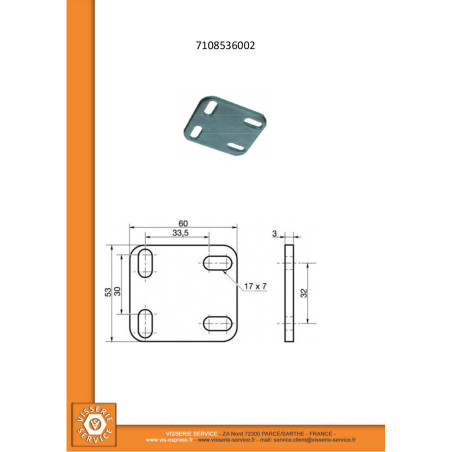 1 x Mounting plate ASSEMBLY 53X60 Zinc Plated