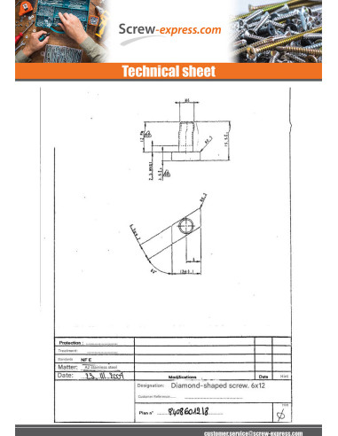 1 x Machine Screw Head Lozenge M6X12 Stainless...