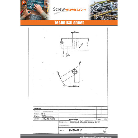 1 x Machine Screw Head Lozenge 6X12 Stainless Steel A2