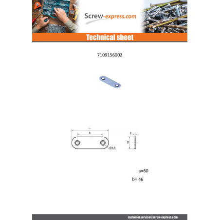 1 x Mounting plate ASSEMBLY 15X60 Zinc Plated