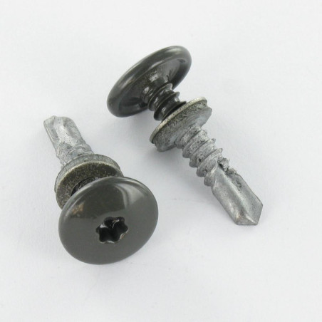 1 x Self Drilling Cylindrical Button Head T25 5.5X26 +EPDM Bimetal Ral7022/Umber Grey