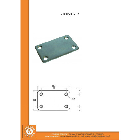 1 x Mounting plate ASSEMBLY 50X82 Zinc Plated