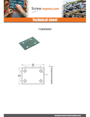 1 x Mounting plate ASSEMBLY 40X60 Zinc Plated