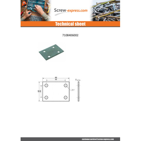 1 x Mounting plate ASSEMBLY 40X60 Zinc Plated