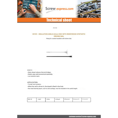 1 x Insulation dowels 10X200 And Nails SYNTHETIC