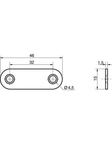 1 x Mounting plate ASSEMBLY 15X46 Zinc Plated
