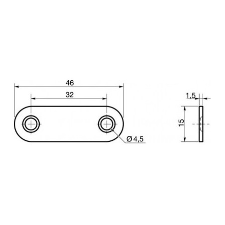 1 x Mounting plate ASSEMBLY 15X46 Zinc Plated