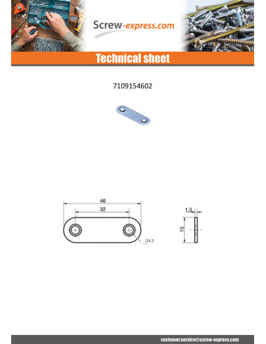 1 x Mounting plate ASSEMBLY 15X46 Zinc Plated