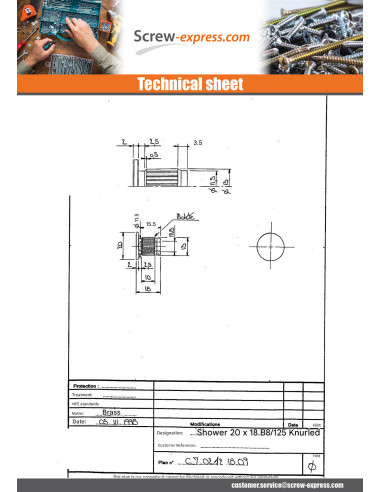 1 x Nut Bookbinder Knurled Brass M8 Head...