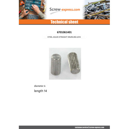 1 x Rod XC 18PB Steel KNURLING RIGHT 6X14