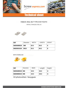 Nut Rail Stainless Steel A2 18X34X6 M8 2