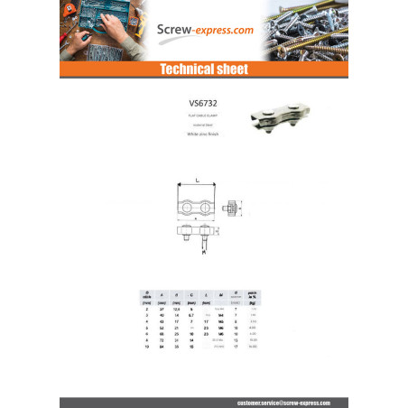 1 x Wire Rope Clip FLAT DUPLEX Zinc Plated Wire Rope Of 5