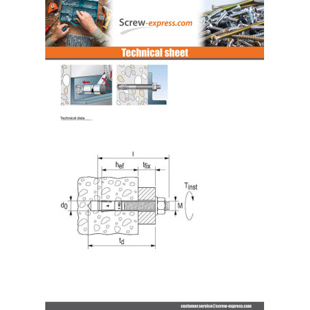 1 x Fischer Anchor Fischer Fbn II 8X81 Thread Length: 49 Zinc Plated