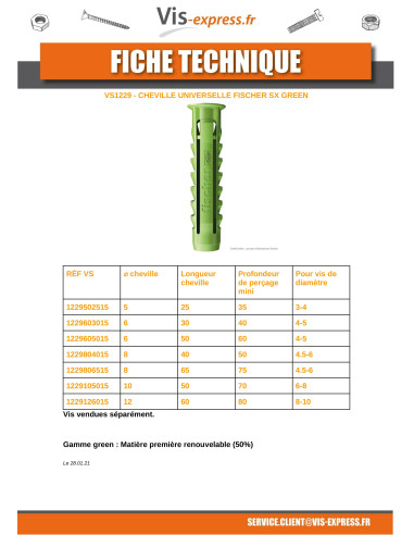 1 x Plug Fischer SX GREEN 8X40