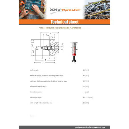 1 x Plug DUOBLADE Fischer With Screw 4.5X40