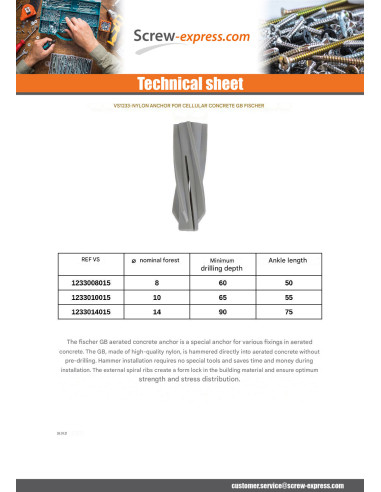 1 x Plug Concrete CELLULAR Fischer GB14