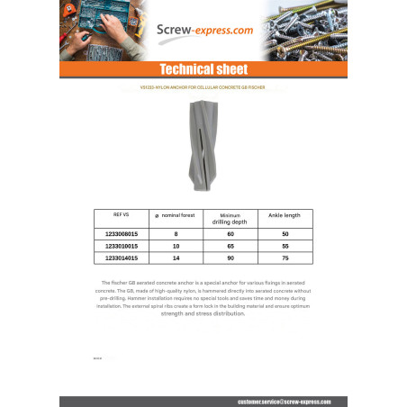 1 x Plug Concrete CELLULAR Fischer GB10