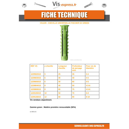 1 x Plug Fischer SX GREEN 8X65