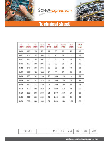 1 x Bolt With Nut Anchor M12X117 With Machine...
