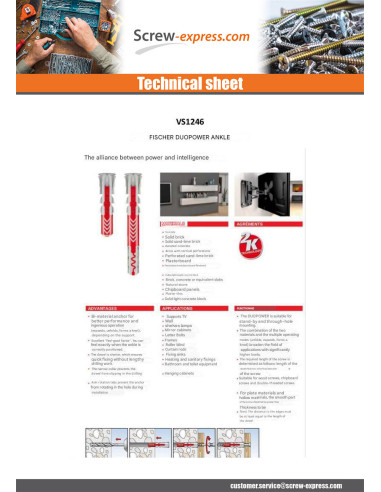 1 x Plug Nylon DUOPOWER Fischer 12X60+VIS8X80