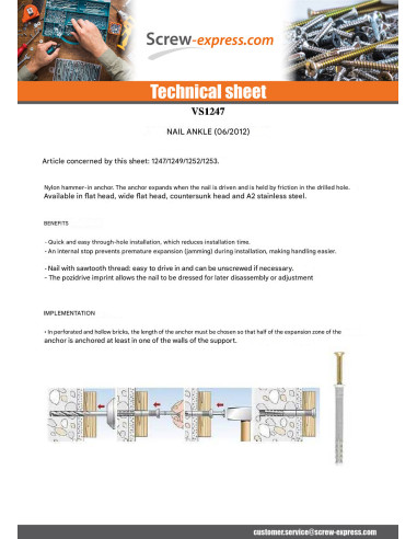 1 x Plug Nails Flat Head 8X75 Zinc Plated