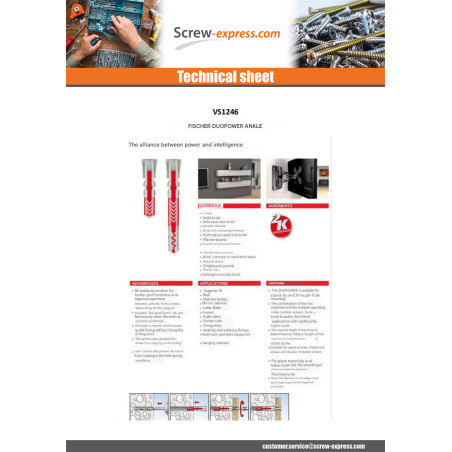 1 x Plug Nylon DUOPOWER Fischer 14X70+VIS10X95