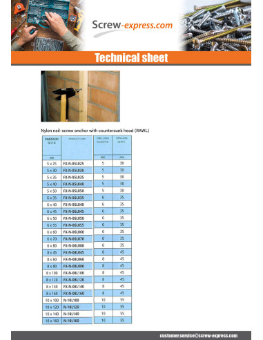 1 x Plug Nails Flat Head 8X40