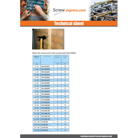 1 x Plug Nails Flat Head 6X35