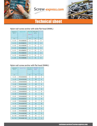 1 x Plug Nails Flat Head 6X35
