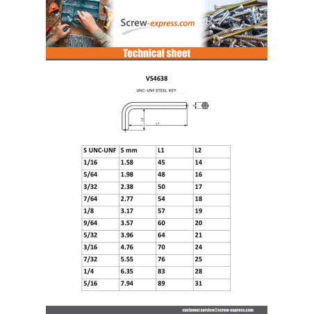1 x Key UNC/UNF Steel 3/4