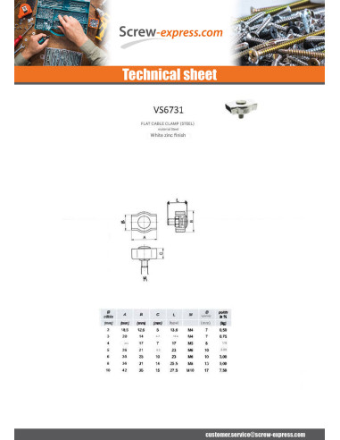 1 x Simple Flat Wire Rope Clip Stainless Steel...