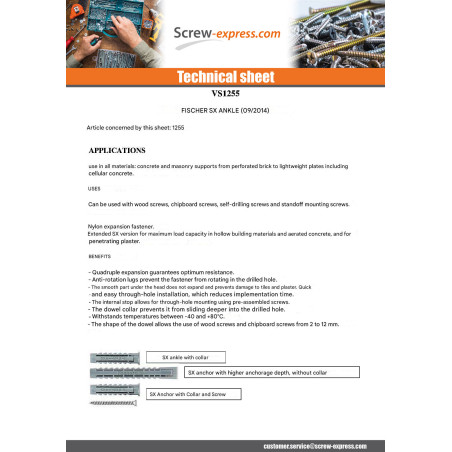 1 x Plug Nylon With Collar Fischer SX 8X40