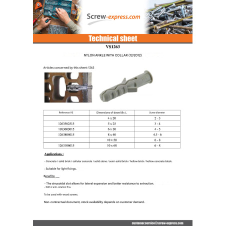 1 x Plug Nylon With Collar 8X40 Grey