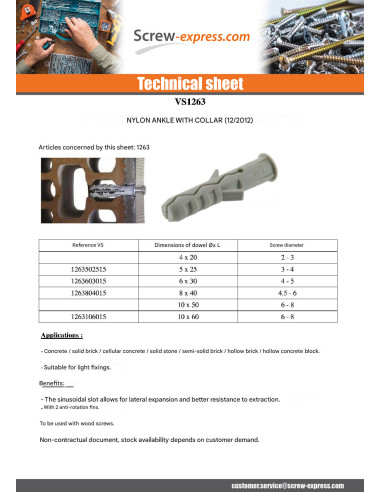 1 x Plug Nylon With Collar 5X25 Grey