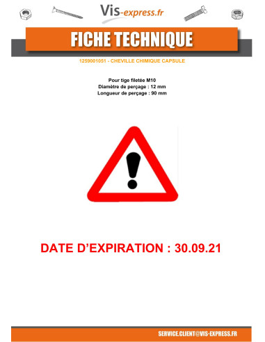 1 x Chemical Anchor Capsule M10