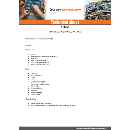 1 x Plug Nylon Collar Fischer SC 8