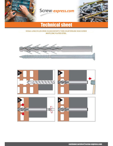 1 x Plug Long Nylon 10X115 + Screw Countersunk...